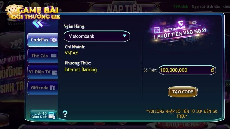 Nạp tiền 789Club